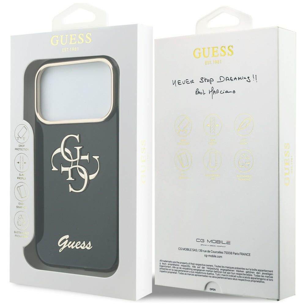 Guess IML 4G Script metalletui til iPhone 17 Pro / 18 Pro – svart