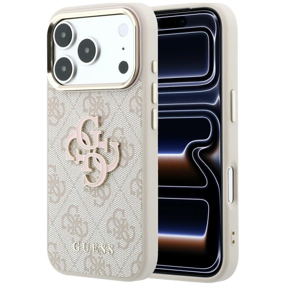 Guess 4G & Big Resin-logoetui til iPhone 17 Pro / 18 Pro – rosa