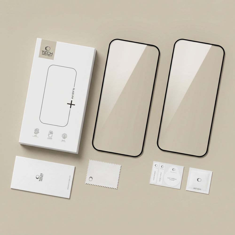 Tech-Protect Glass Fit+ 2-pakning med herdet glass til Xiaomi Redmi 17 4G / 5G – svart