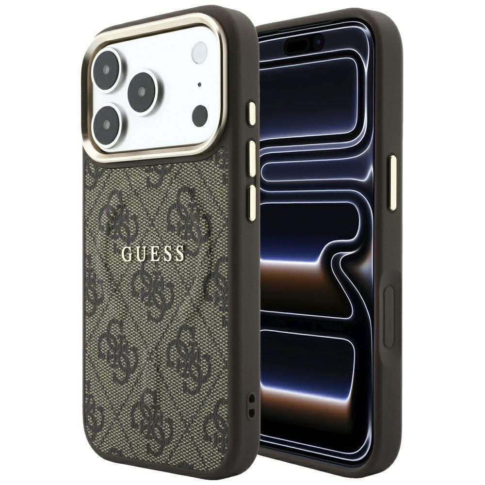 Guess 4G Classic MagSafe-etui med preget mønster til iPhone 17 Pro / 18 Pro – brun