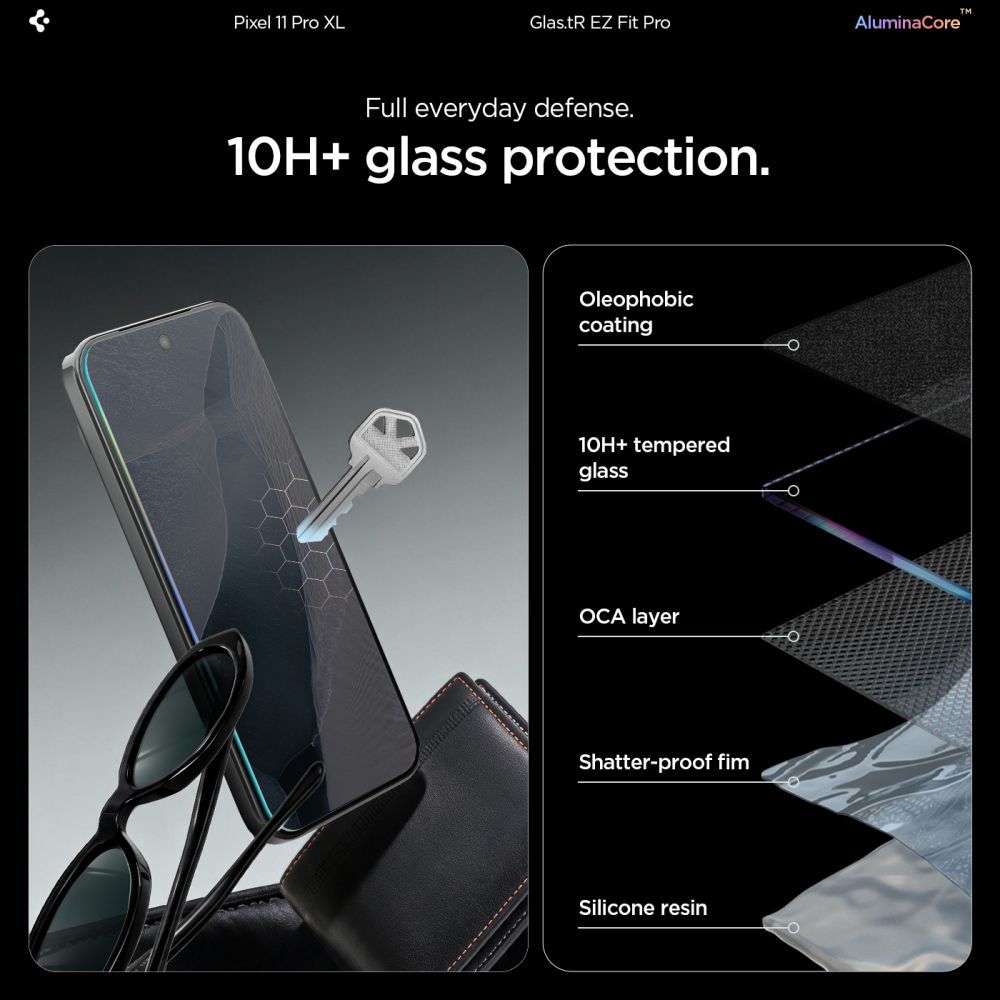Spigen Glas.tR EZ Fit Pro 2-pakning med skjermbeskytter i herdet glass til Google Pixel 11 Pro XL