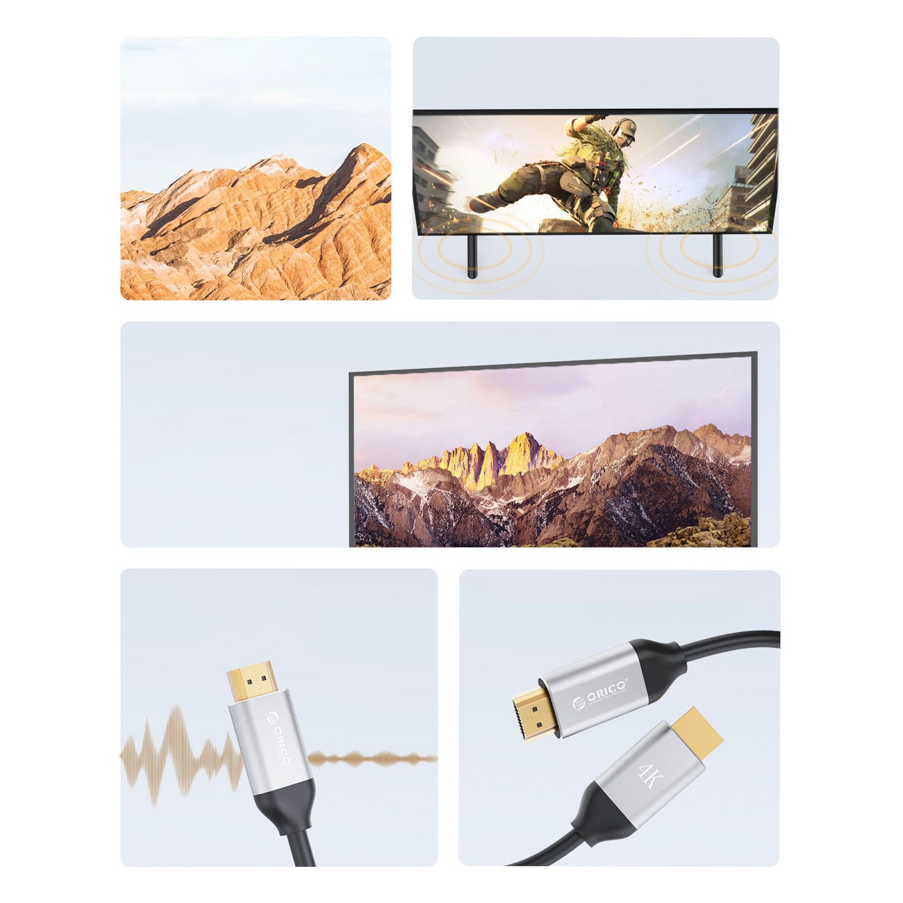 Orico H4Y1 HDMI 2.0 4K 60 Hz HDMI-kabel 8 m – svart