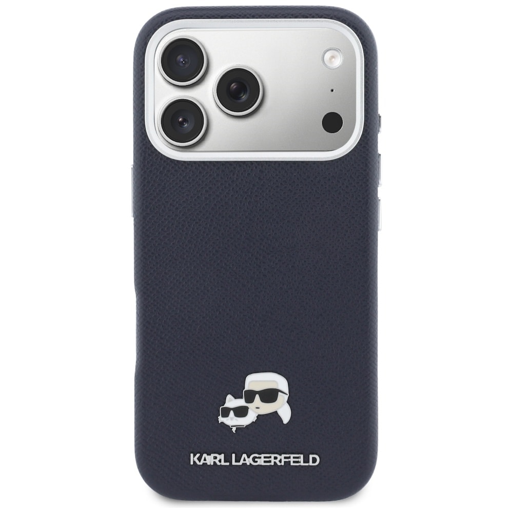 Karl Lagerfeld Karl & Choupette-nåler, Saffiano MagSafe-etui til iPhone 17 Pro – blå