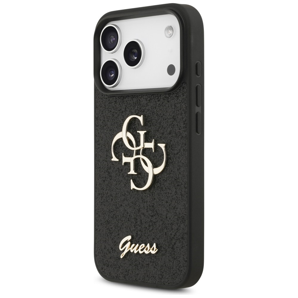 Guess Fixed Glitter Big 4G-etui til iPhone 17 Pro / 18 Pro – svart