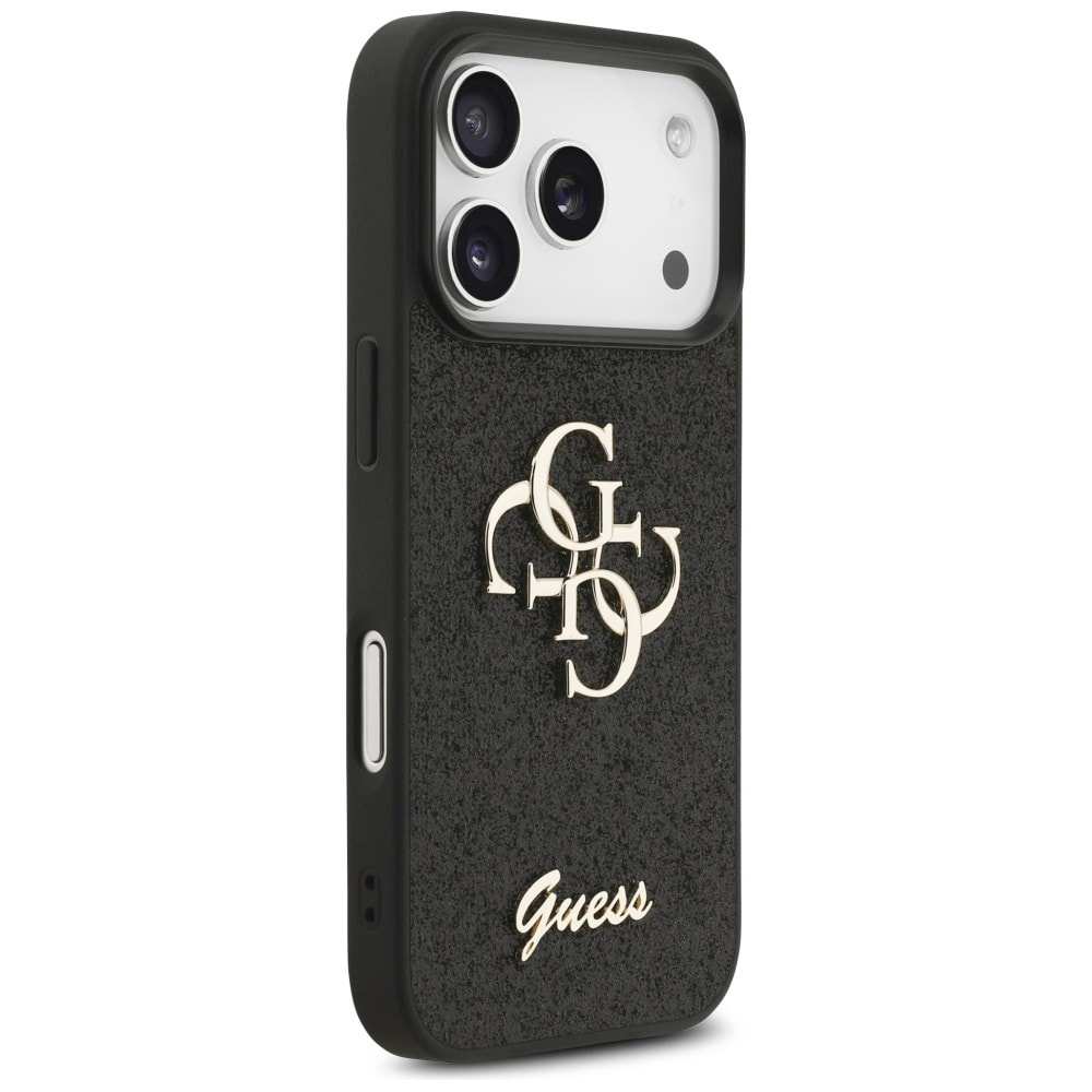 Guess Fixed Glitter Big 4G-etui til iPhone 17 Pro / 18 Pro – svart