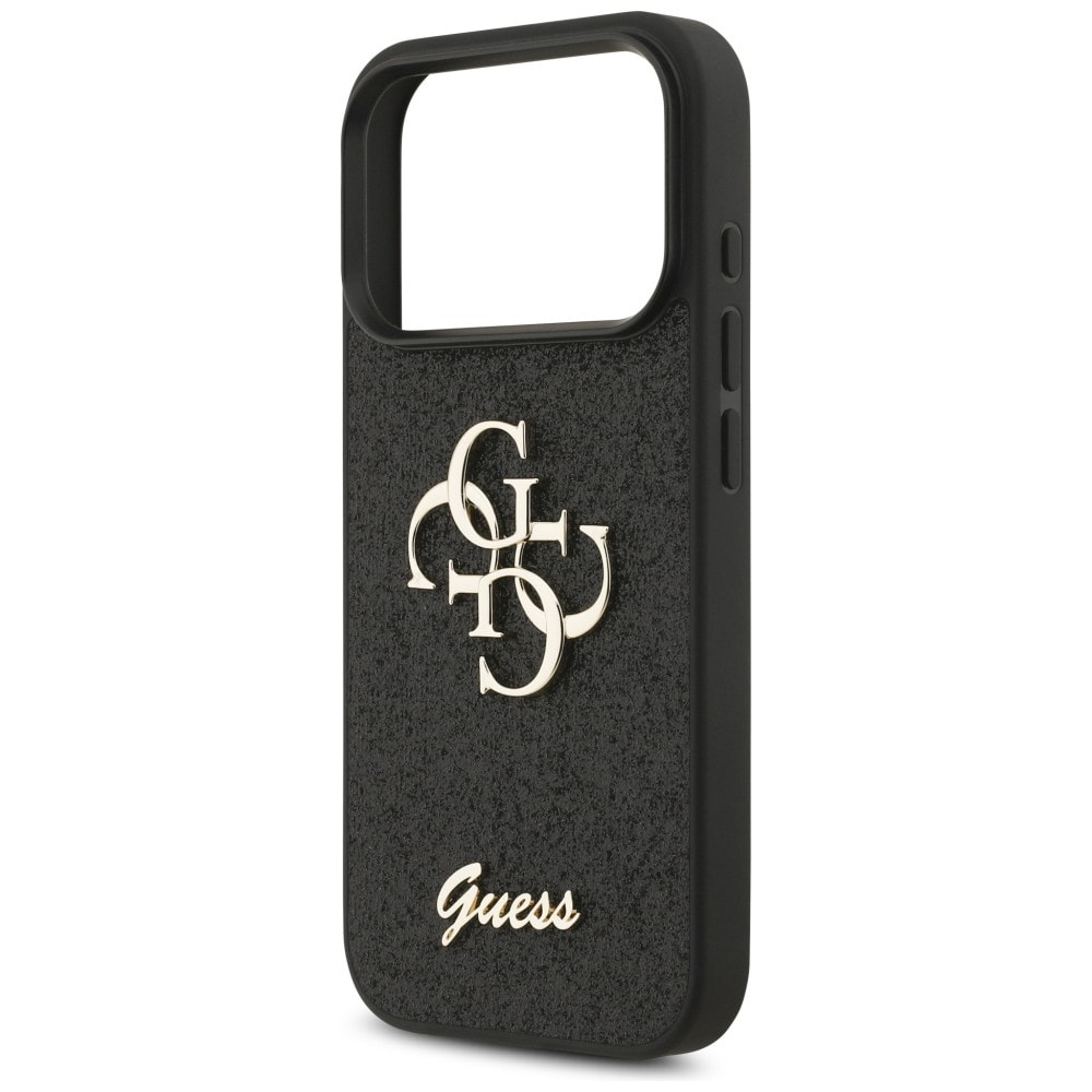Guess Fixed Glitter Big 4G-etui til iPhone 17 Pro / 18 Pro – svart