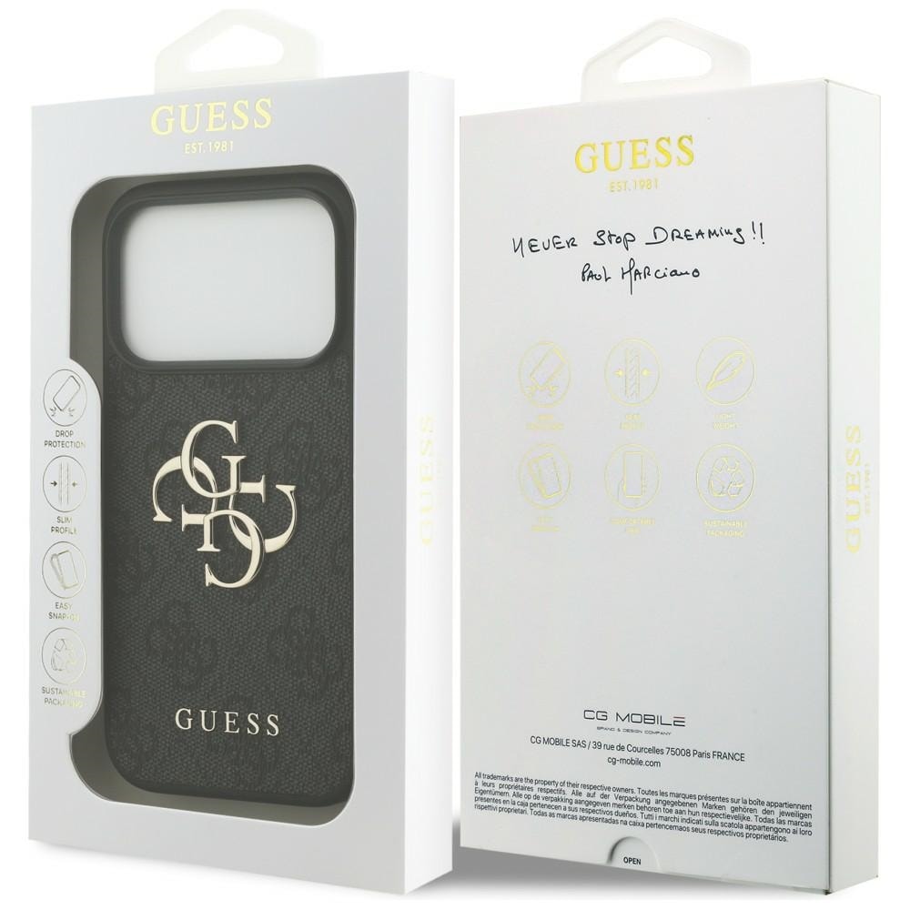 Guess 4G-etui med stort logo for iPhone 17 Pro / 18 Pro – svart