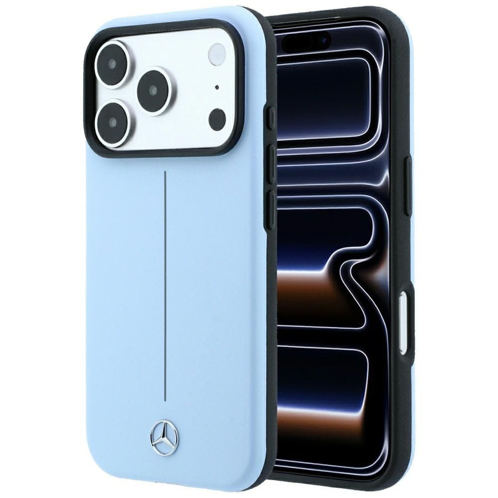 Mercedes skinnetui med delvis omslag, Iconic Line, MagSafe til iPhone 18/17 Pro Max – blå