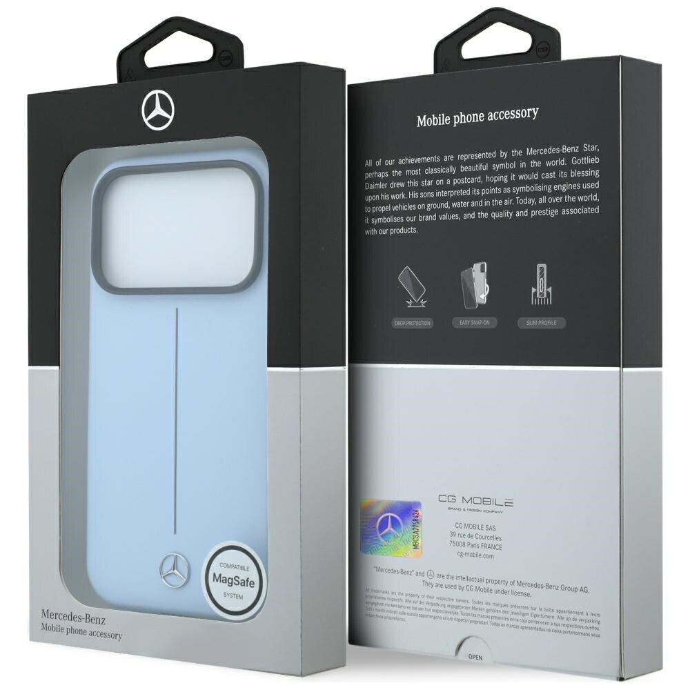 Mercedes skinnetui med delvis omslag, Iconic Line, MagSafe til iPhone 18/17 Pro Max – blå