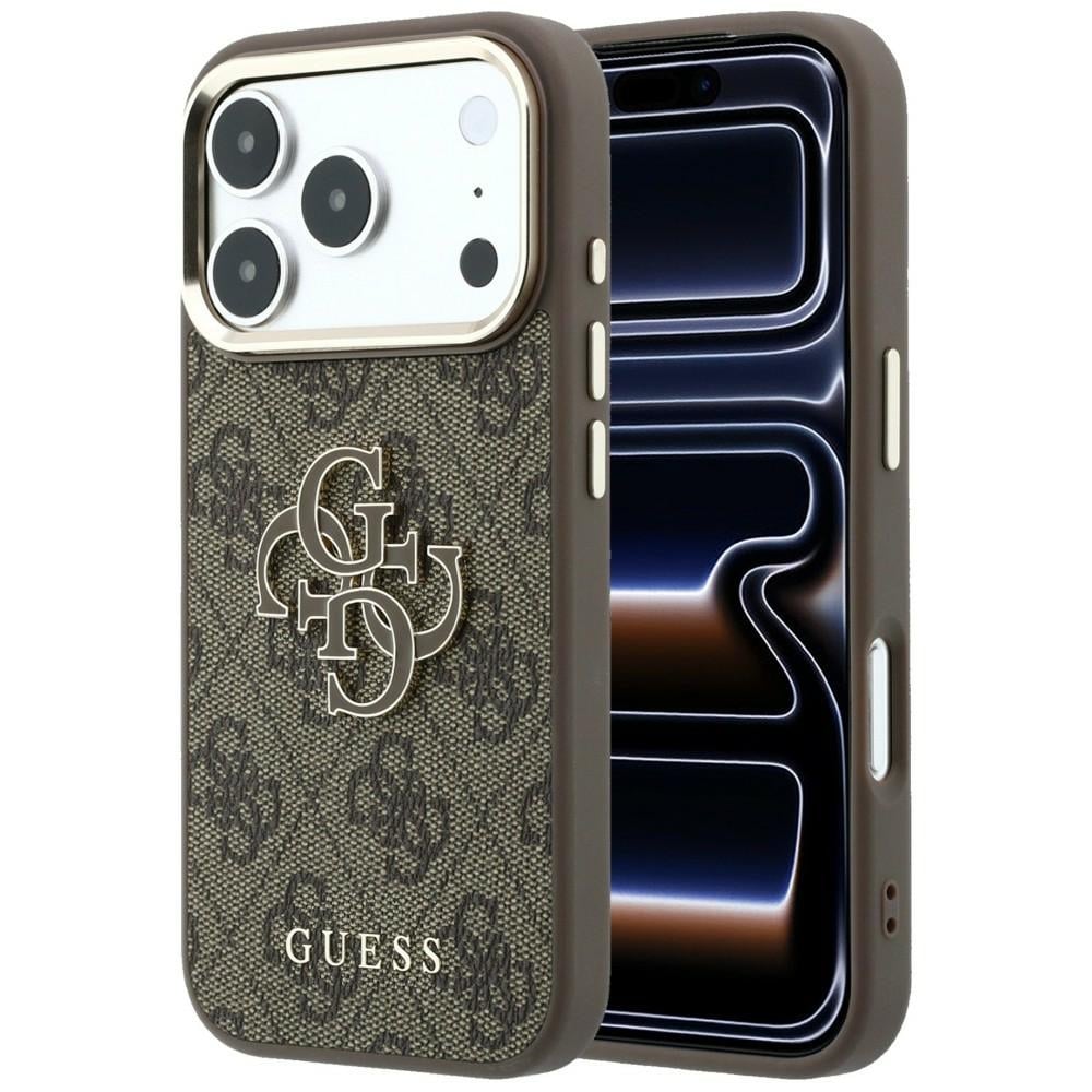 Guess 4G & Big Resin-logoetui til iPhone 17 Pro / 18 Pro – brun