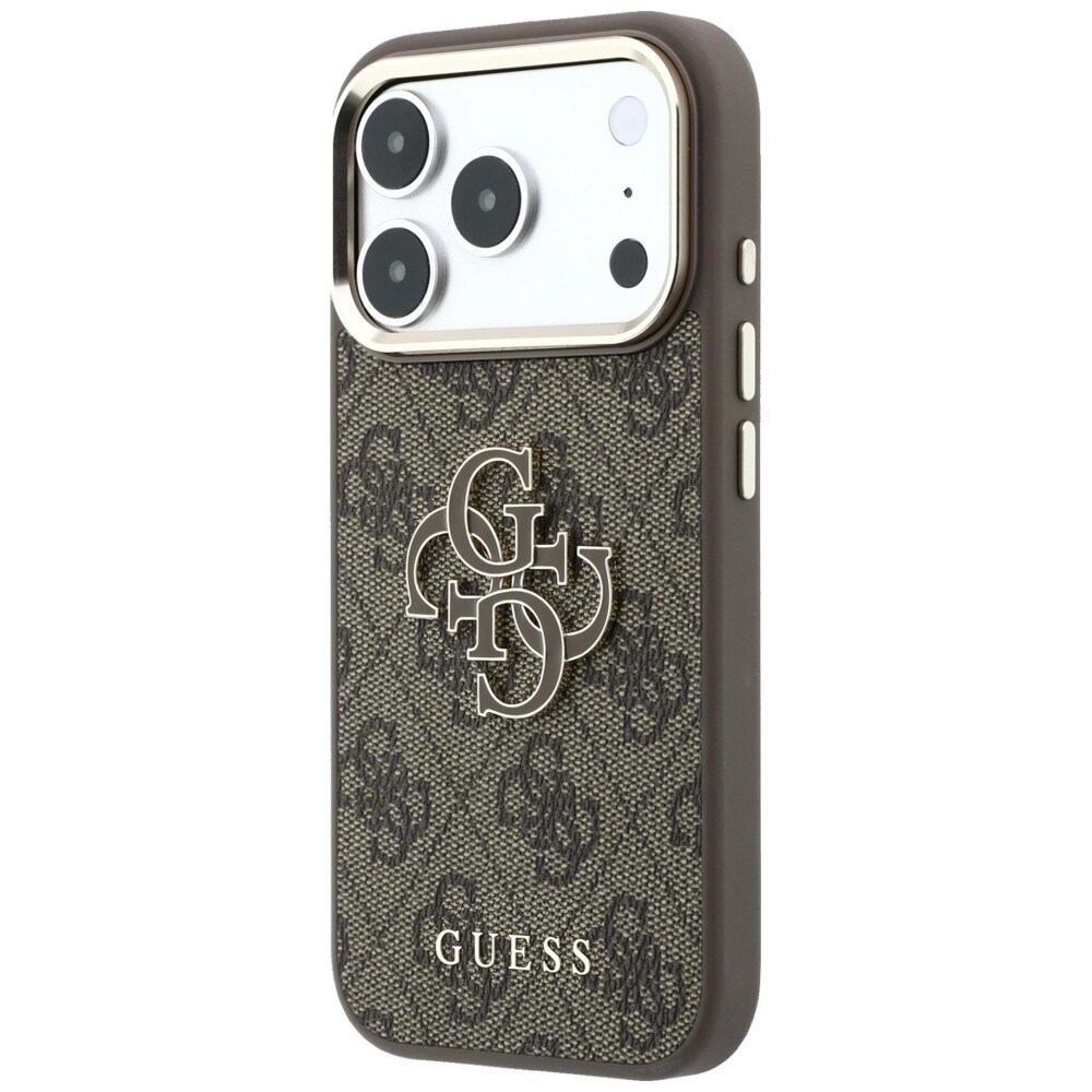 Guess 4G & Big Resin-logoetui til iPhone 17 Pro / 18 Pro – brun