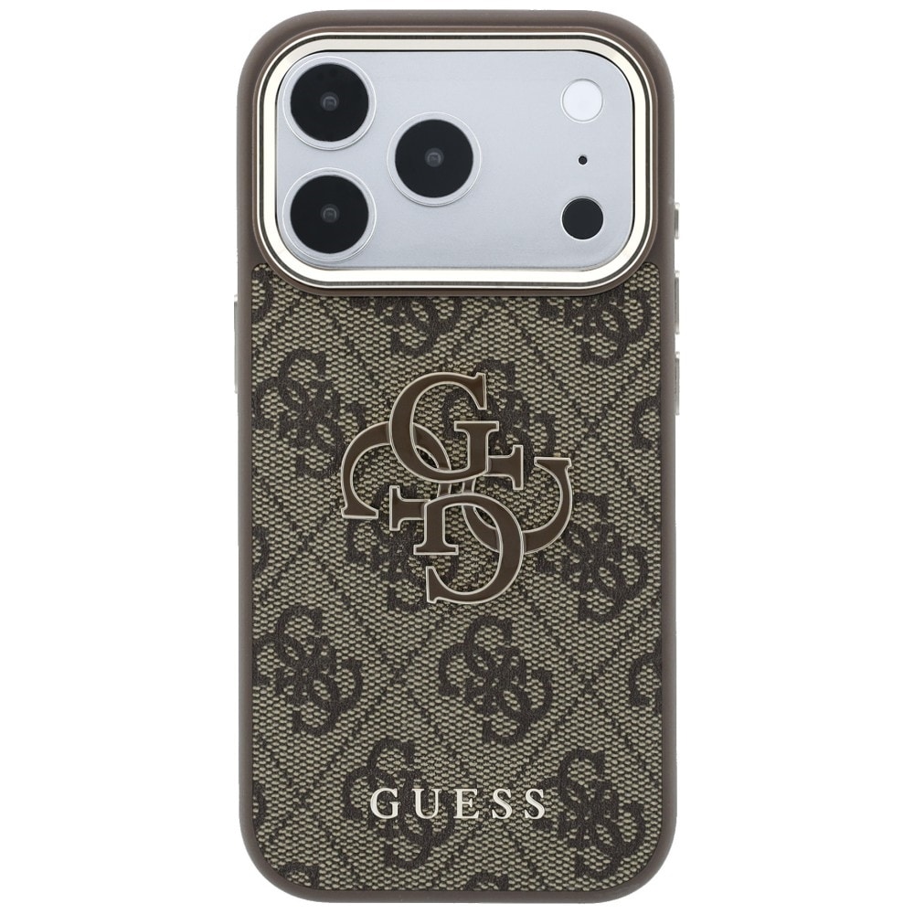 Guess 4G & Big Resin-logoetui til iPhone 17 Pro / 18 Pro – brun