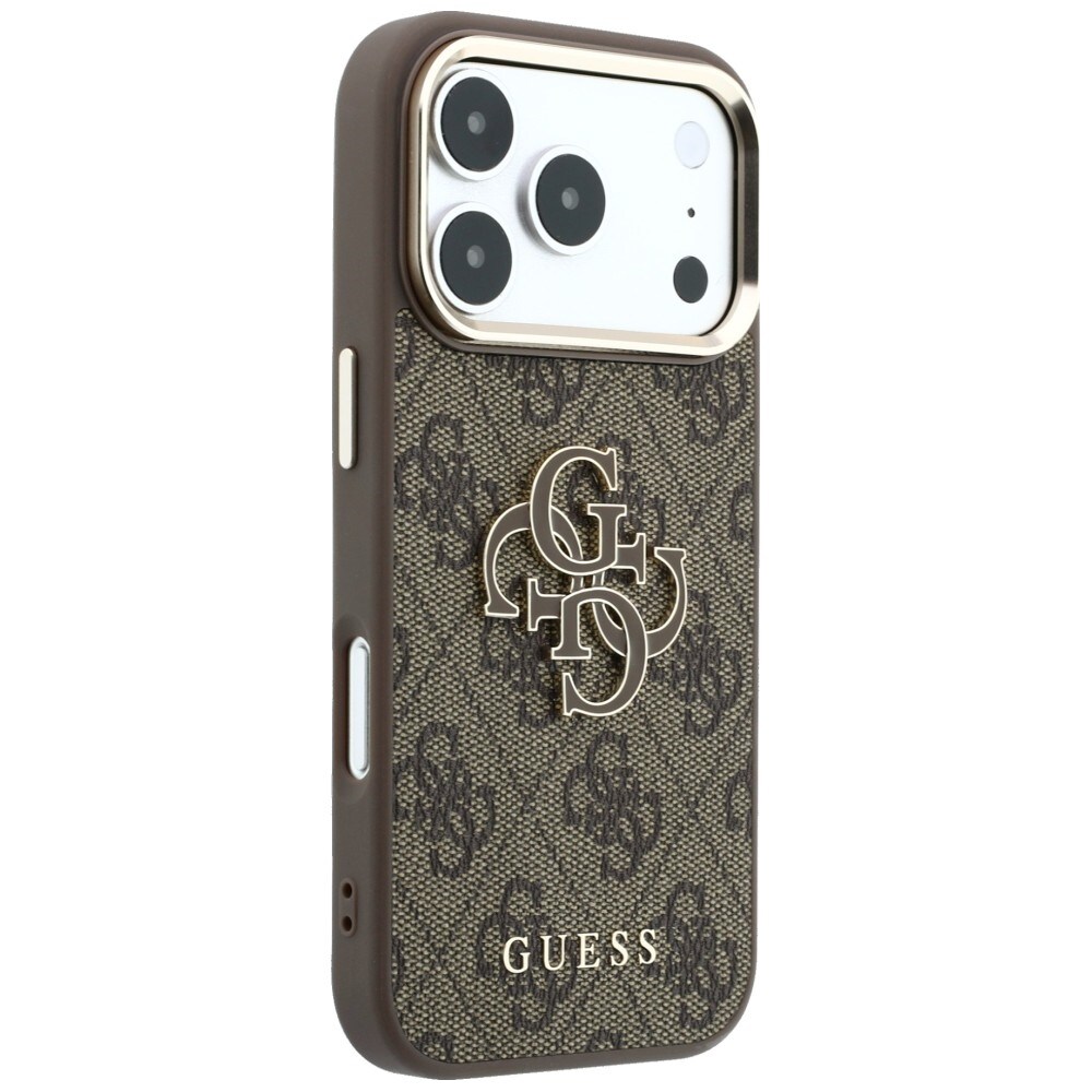 Guess 4G & Big Resin-logoetui til iPhone 17 Pro / 18 Pro – brun