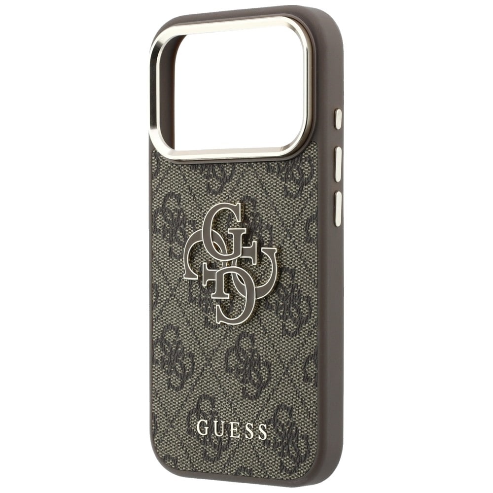 Guess 4G & Big Resin-logoetui til iPhone 17 Pro / 18 Pro – brun