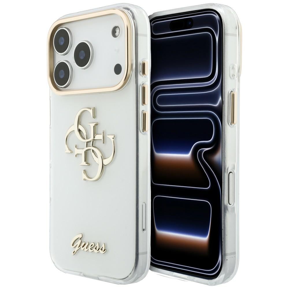 Guess IML 4G Script metalletui til iPhone 17 Pro Max / 18 Pro Max – hvit