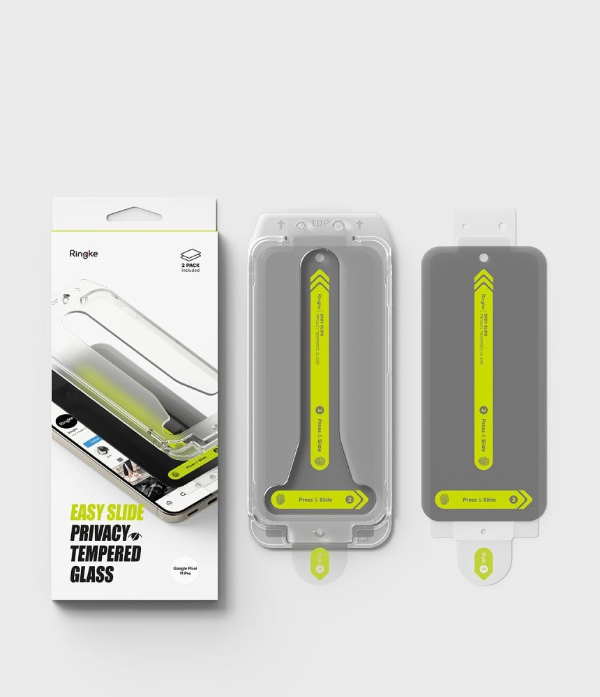 Ringke Easy Slide Privacy – 2-pak herdet glass skjermbeskytter til Google Pixel 9/10/11 Pro