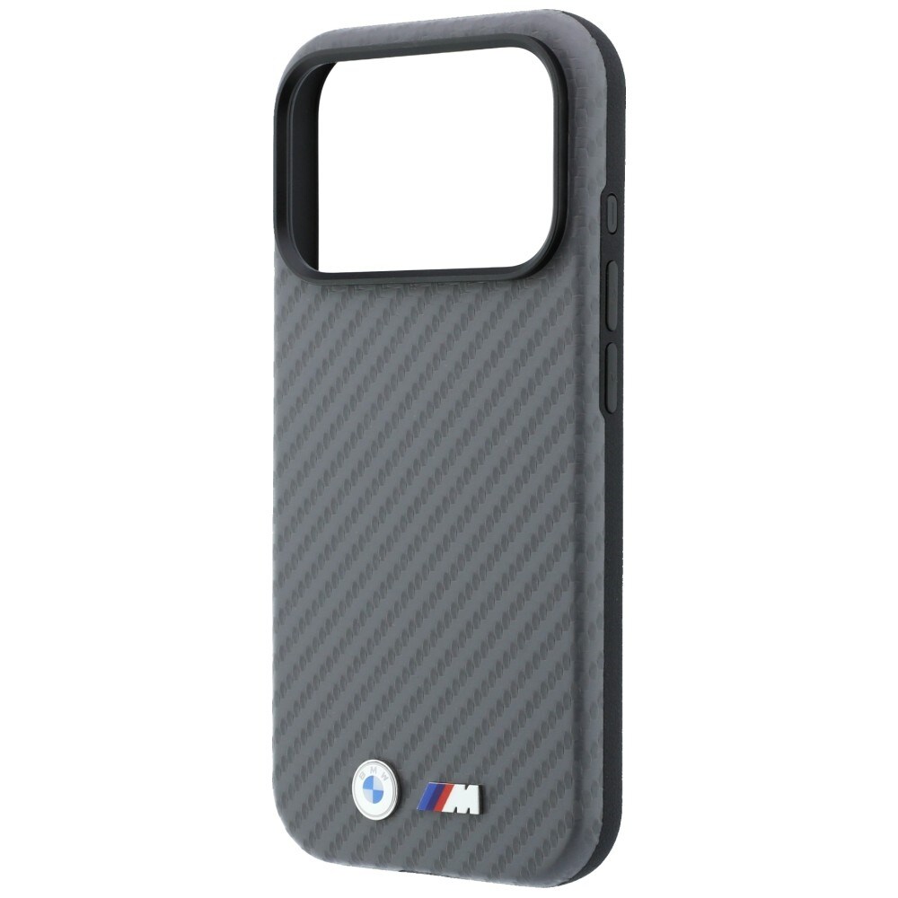 BMW M Carbon Metal-logo MagSafe-etui til iPhone 17 Pro Max / 18 Pro Max – grå