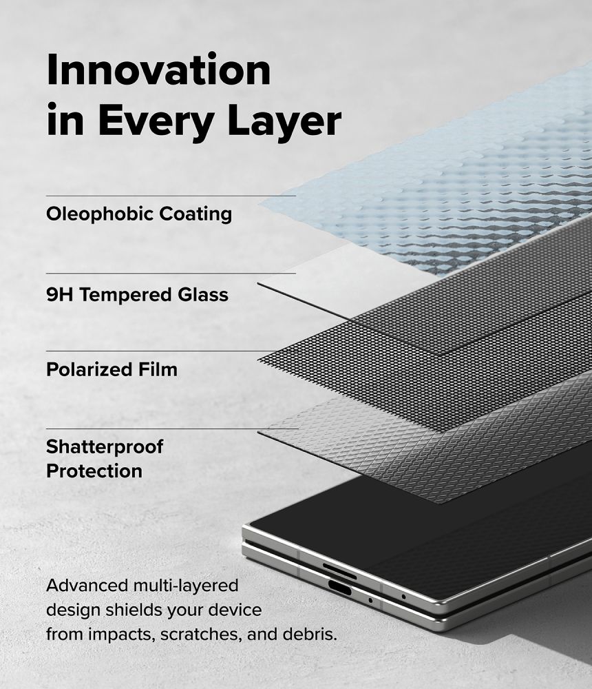 Ringke Easy Slide Privacy 360, 2-pakk med herdet glass til Samsung Galaxy Z Fold 8 Ultra