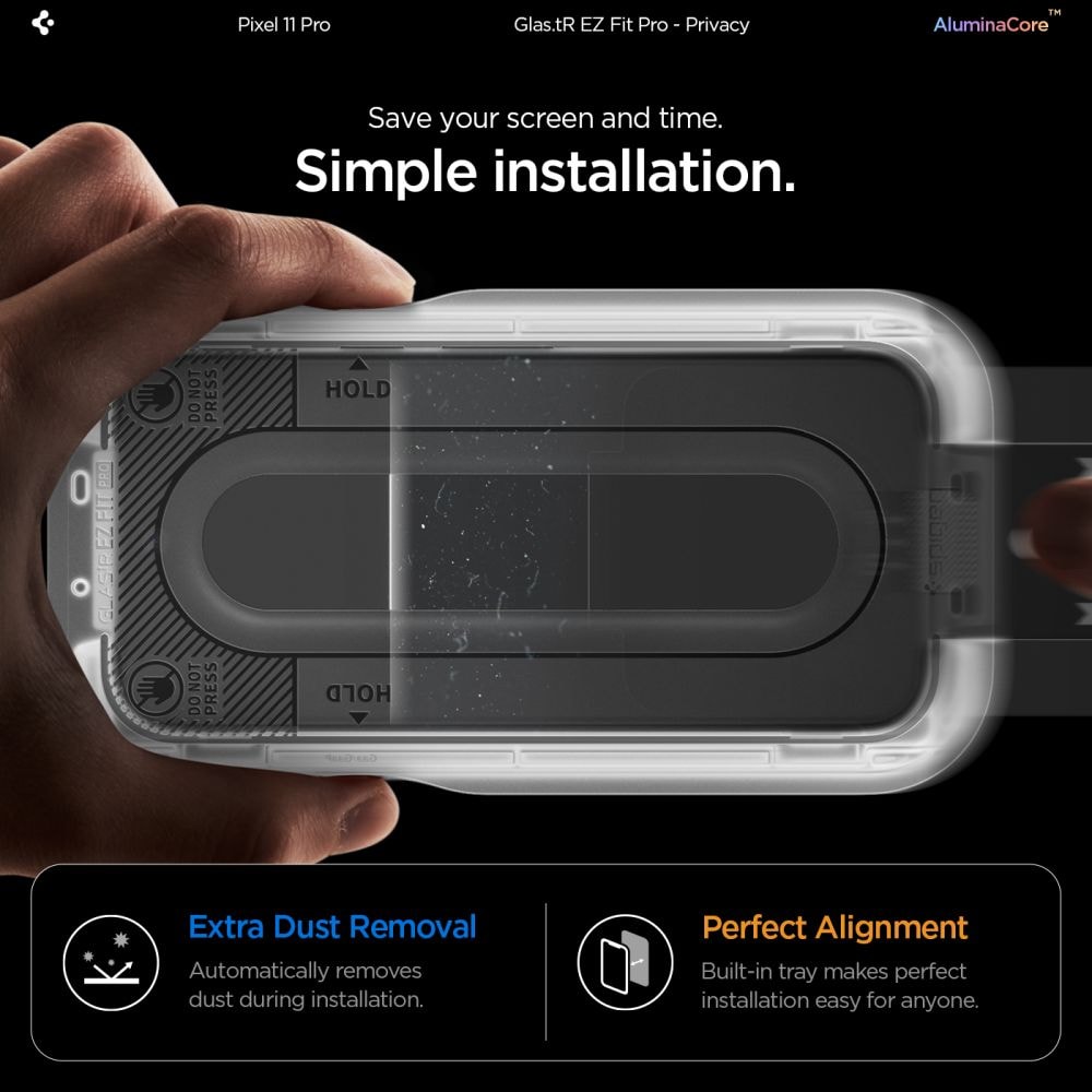 Spigen Glas.tR EZ Fit Pro HD Privacy – 2-pakning herdet glass skjermbeskytter til Pixel 9-11 Pro
