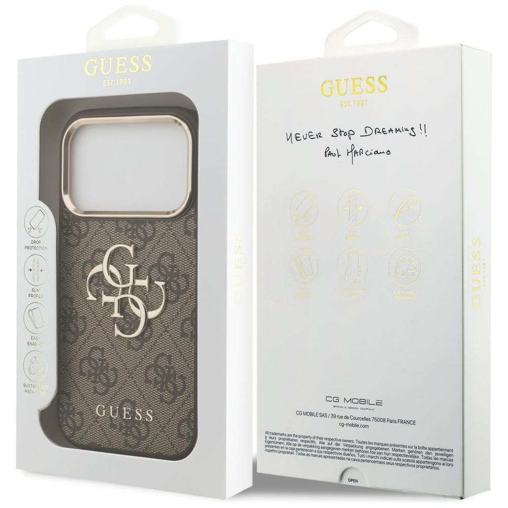 Guess 4G Big 4G Classic Logo-etui til iPhone 17 Pro Max / 18 Pro Max – brun og gull