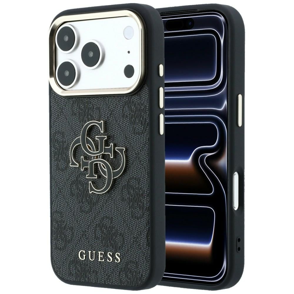 Guess 4G & Big Resin-logoetui til iPhone 17 Pro / 18 Pro – svart