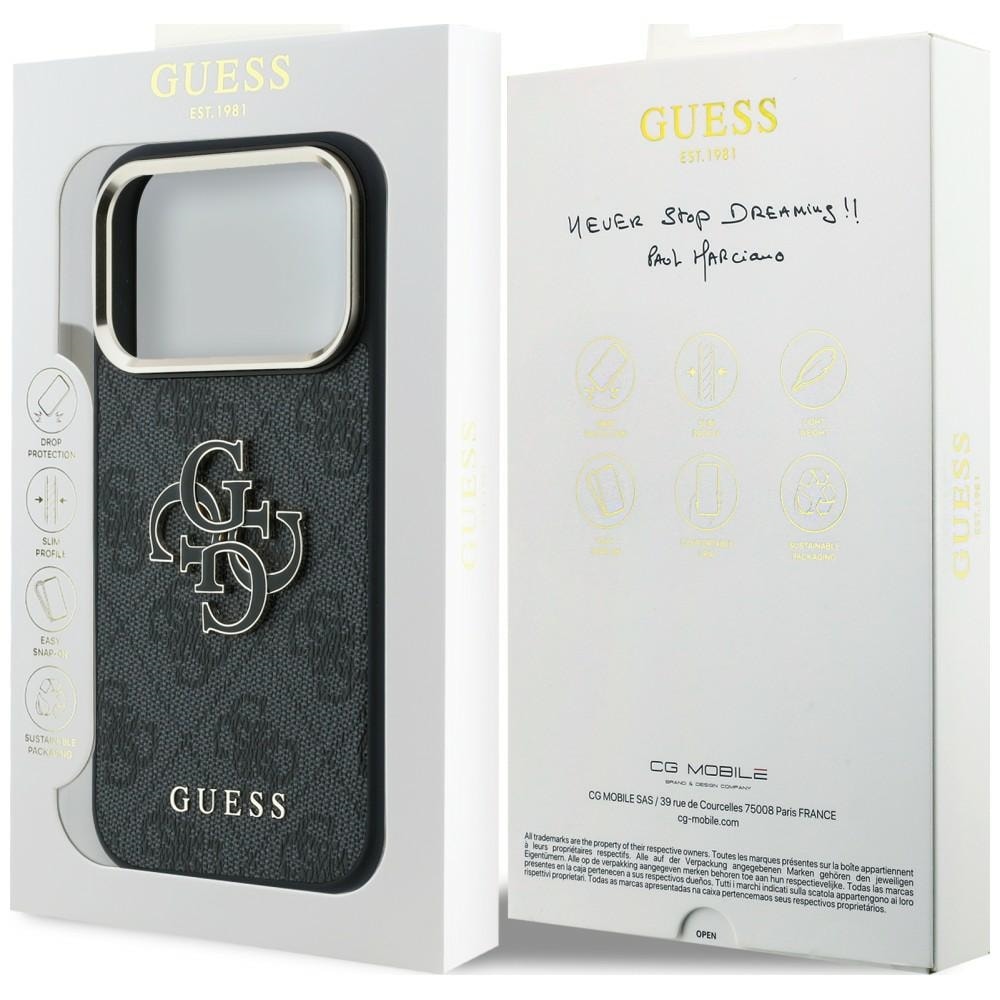 Guess 4G & Big Resin-logoetui til iPhone 17 Pro / 18 Pro – svart