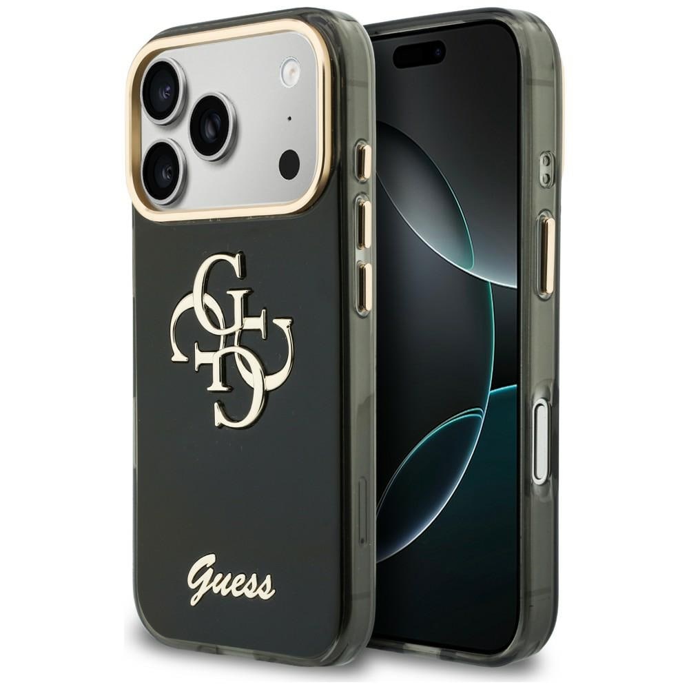Guess IML 4G Script metalletui til iPhone 17 Pro Max / 18 Pro Max – svart