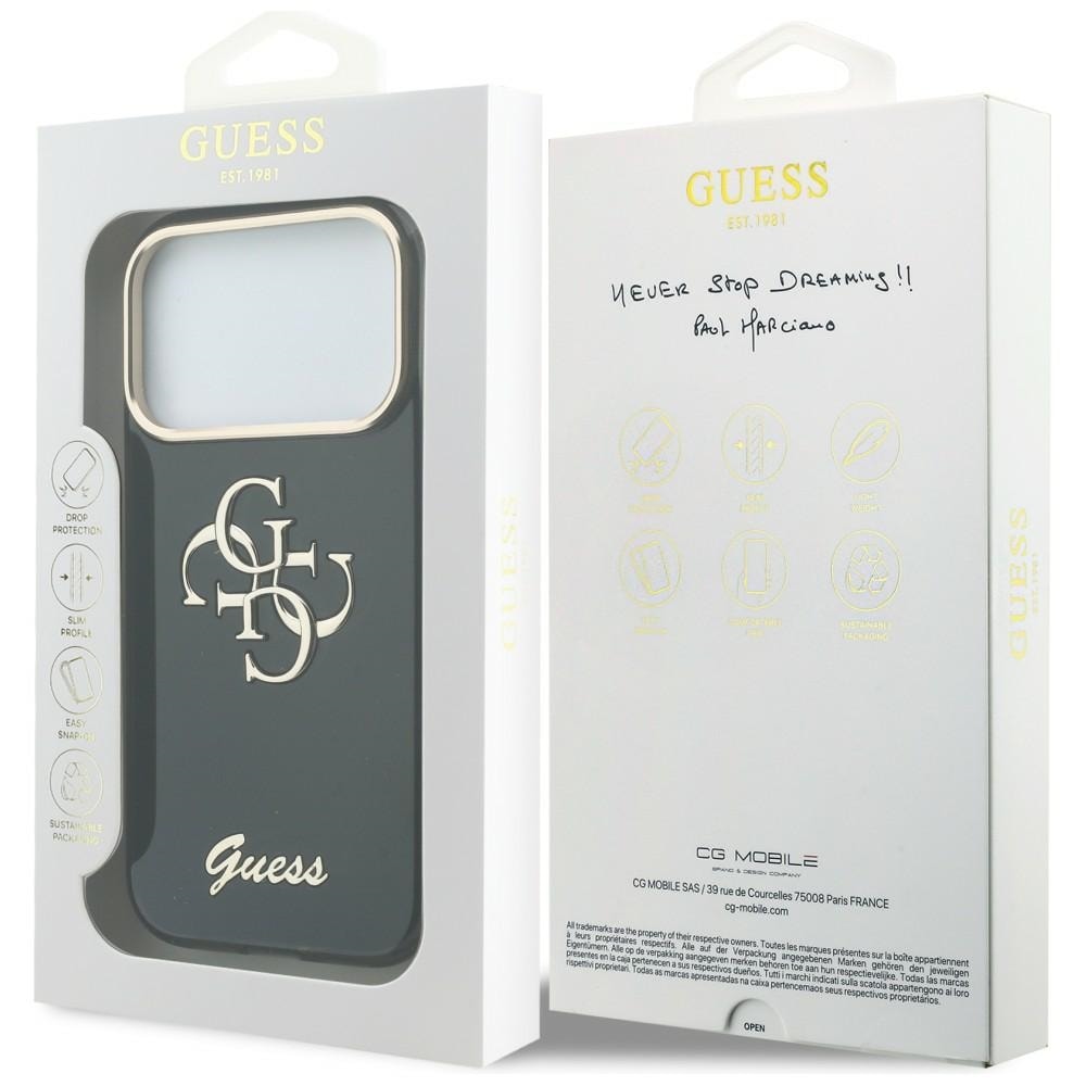 Guess IML 4G Script metalletui til iPhone 17 Pro Max / 18 Pro Max – svart
