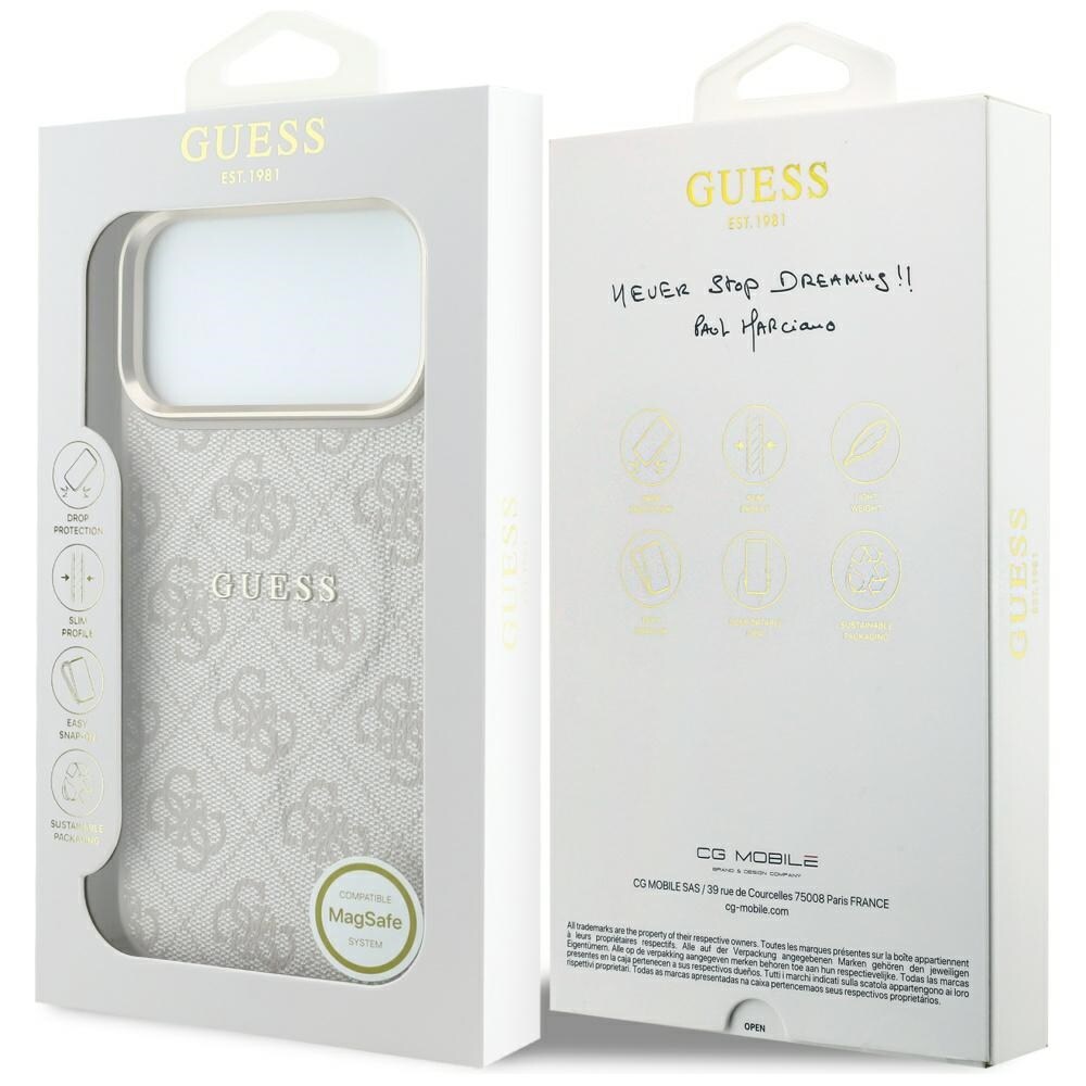 Guess preget 4G Classic MagSafe-etui til iPhone 17 Pro Max / 18 Pro Max – rosa