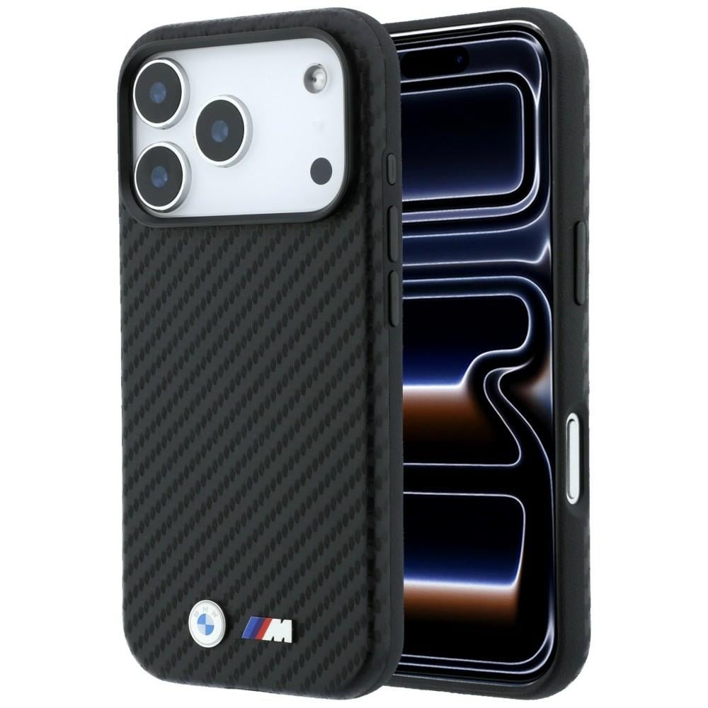 BMW M Carbon Metal-logo MagSafe-etui til iPhone 17 Pro / 18 Pro – svart