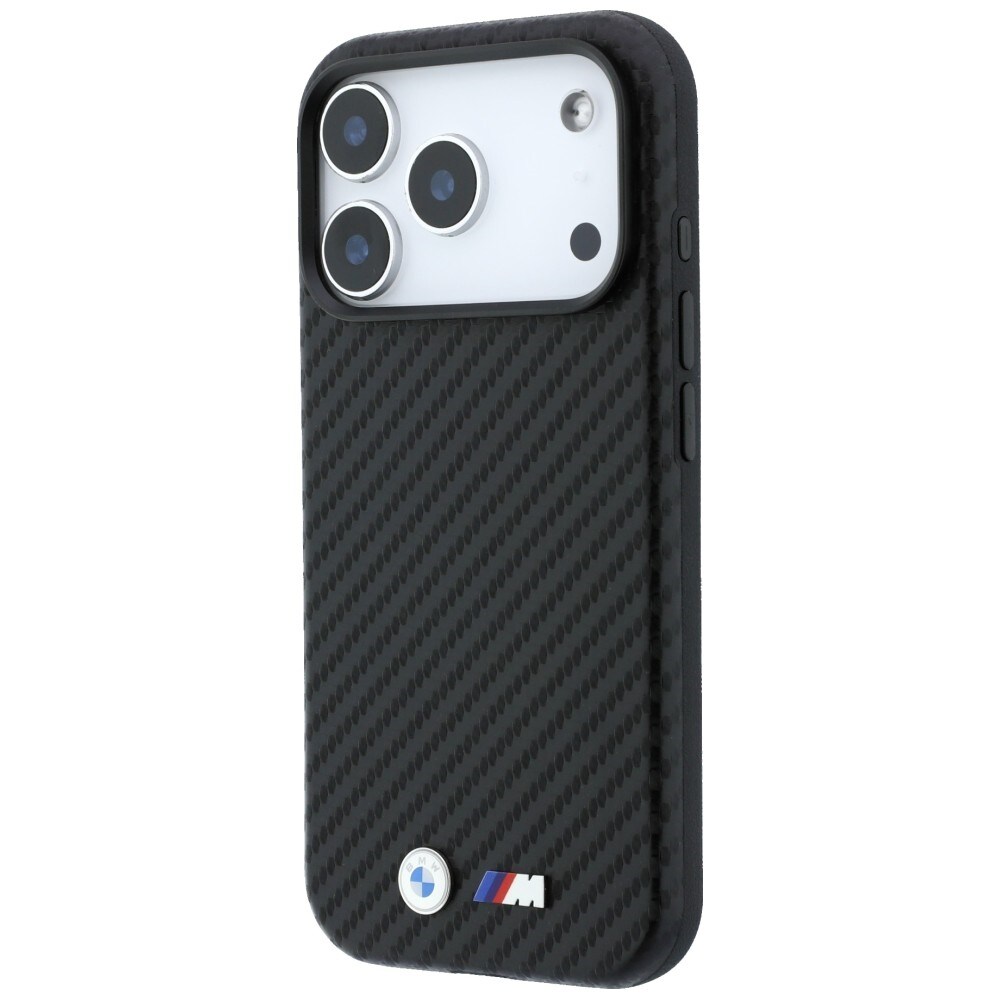 BMW M Carbon Metal-logo MagSafe-etui til iPhone 17 Pro / 18 Pro – svart