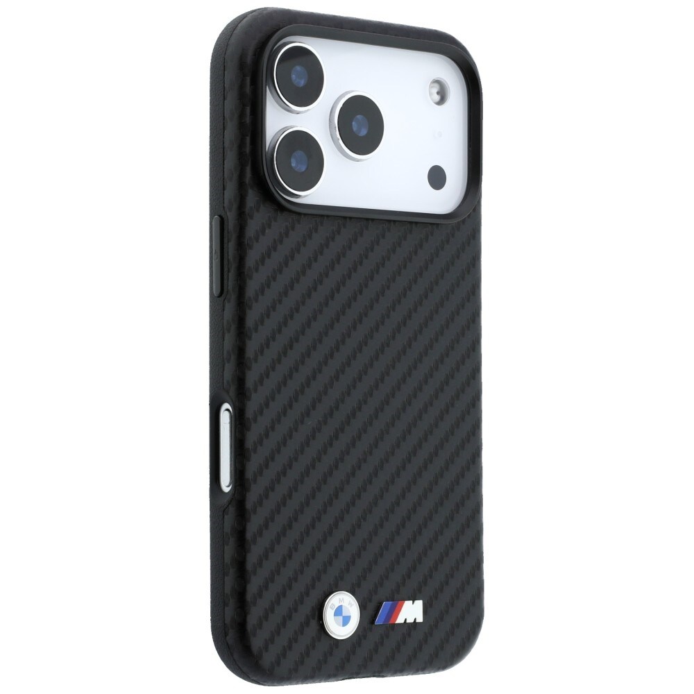 BMW M Carbon Metal-logo MagSafe-etui til iPhone 17 Pro / 18 Pro – svart