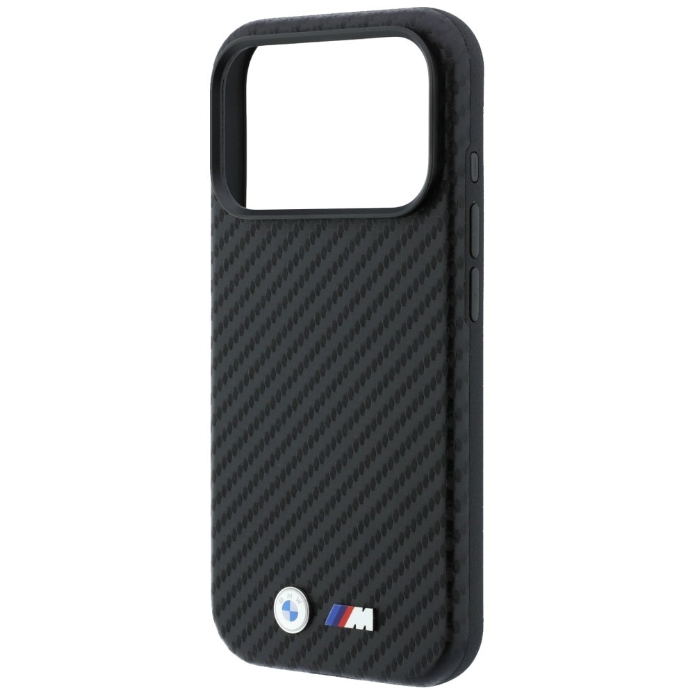 BMW M Carbon Metal-logo MagSafe-etui til iPhone 17 Pro / 18 Pro – svart
