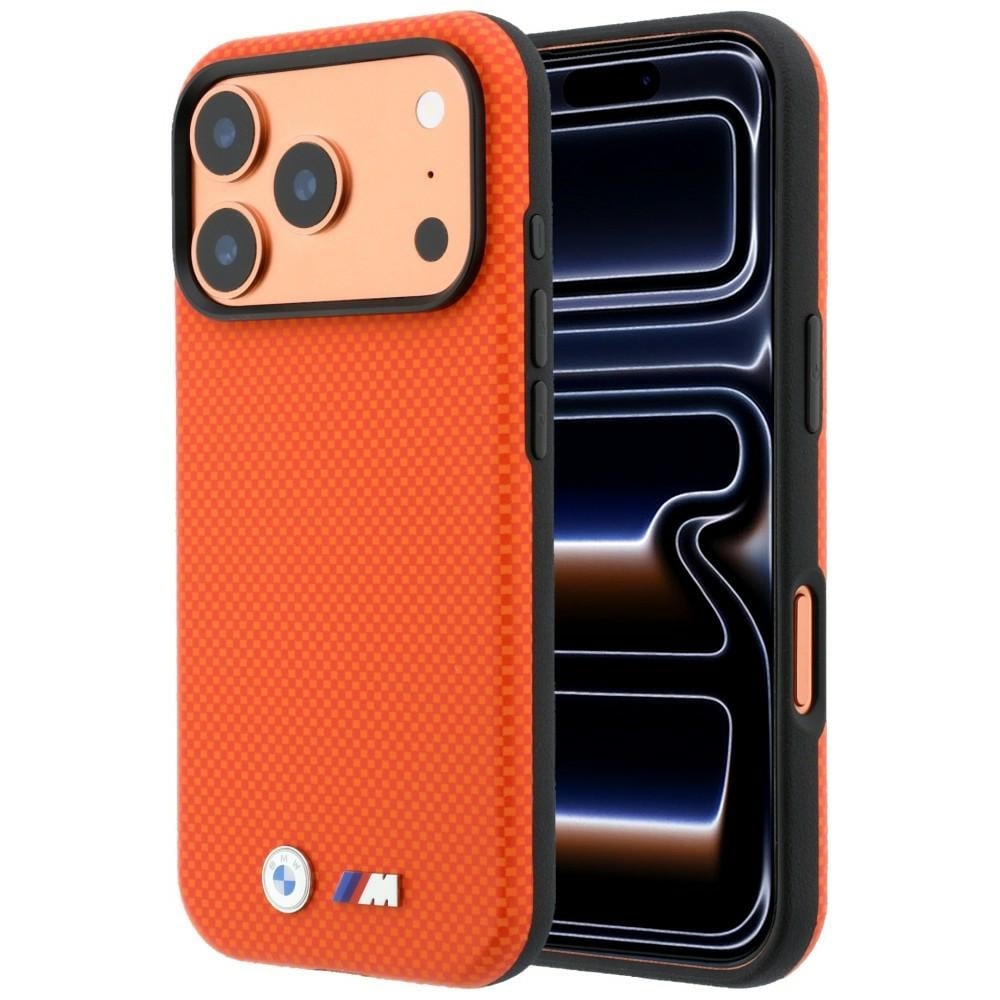 BMW M Quadrille Kevlar-metalllogo MagSafe-etui til iPhone 17 Pro Max / 18 Pro Max – oransje