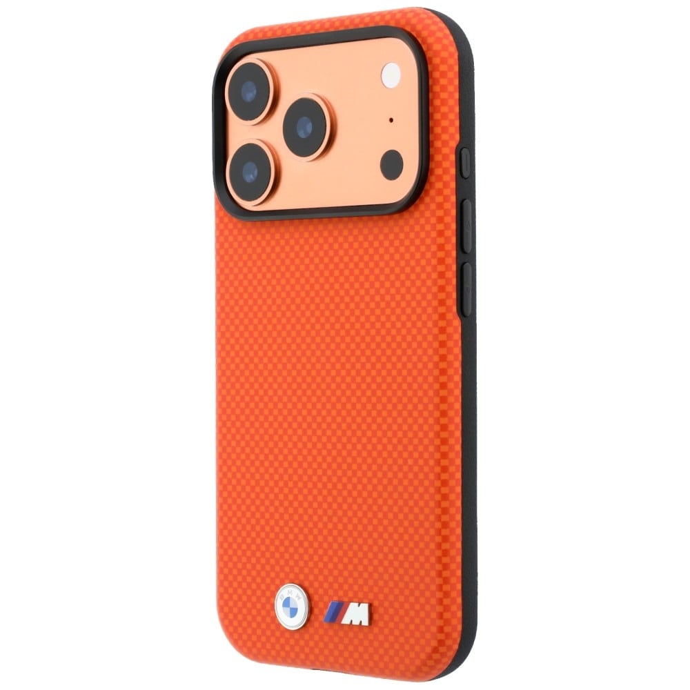 BMW M Quadrille Kevlar-metalllogo MagSafe-etui til iPhone 17 Pro Max / 18 Pro Max – oransje