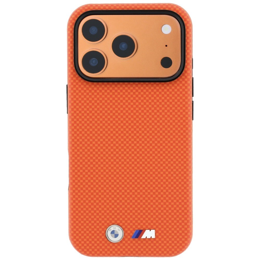 BMW M Quadrille Kevlar-metalllogo MagSafe-etui til iPhone 17 Pro Max / 18 Pro Max – oransje