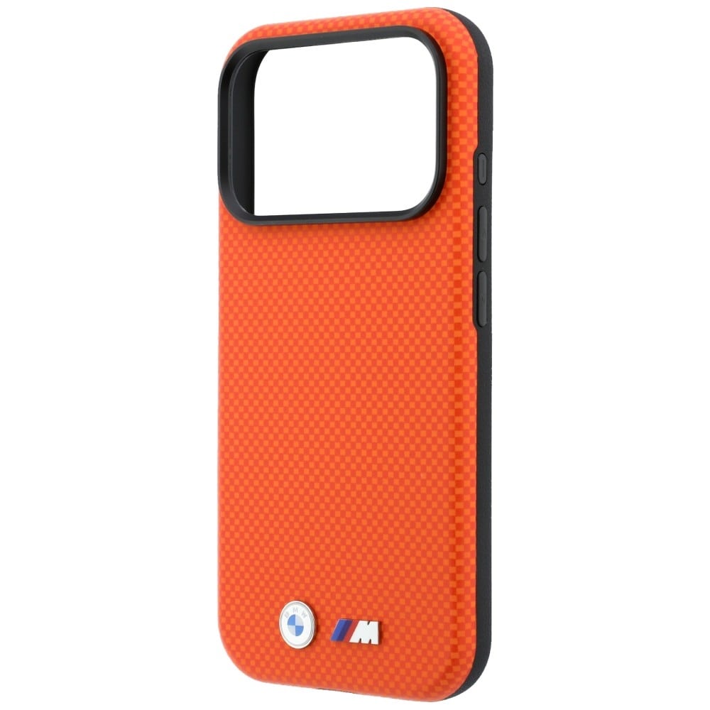 BMW M Quadrille Kevlar-metalllogo MagSafe-etui til iPhone 17 Pro Max / 18 Pro Max – oransje