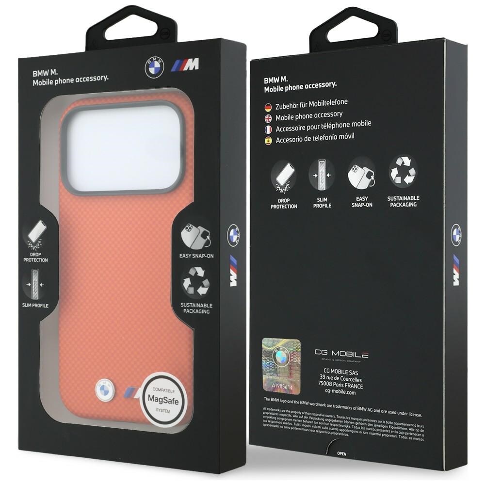 BMW M Quadrille Kevlar-metalllogo MagSafe-etui til iPhone 17 Pro Max / 18 Pro Max – oransje