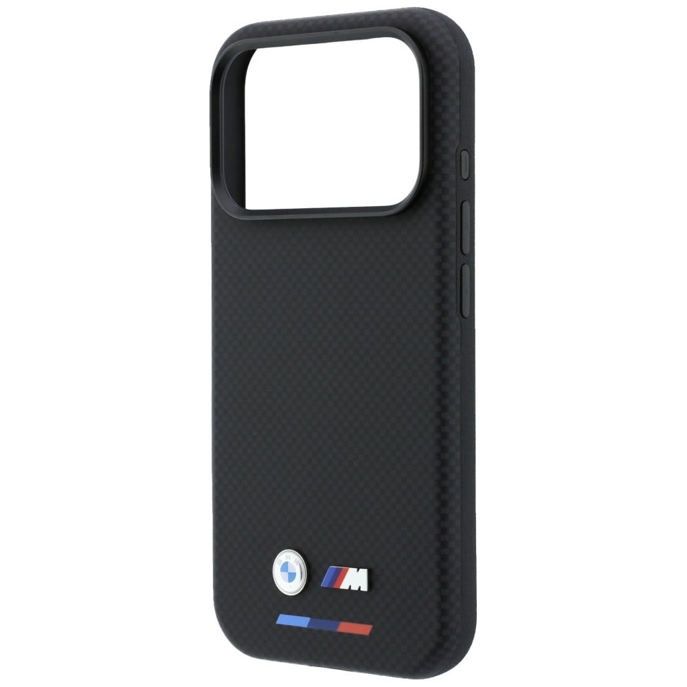 BMW M Quadrille Kevlar Tricolor & Metal Logo MagSafe-etui til iPhone 17 Pro / 18 Pro – svart