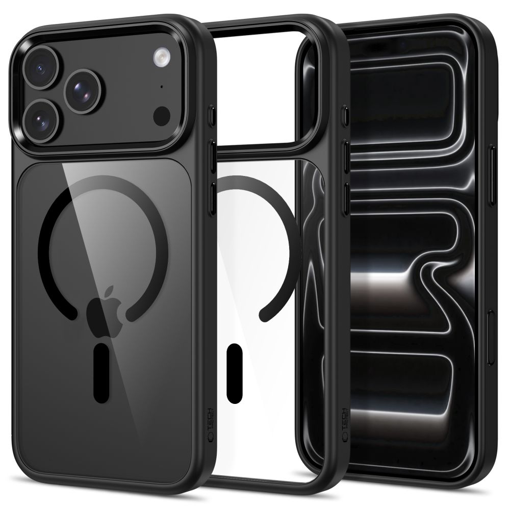 Tech-Protect Magmat Magsafe CC-etui til iPhone 17 Pro / 18 Pro – gjennomsiktig svart