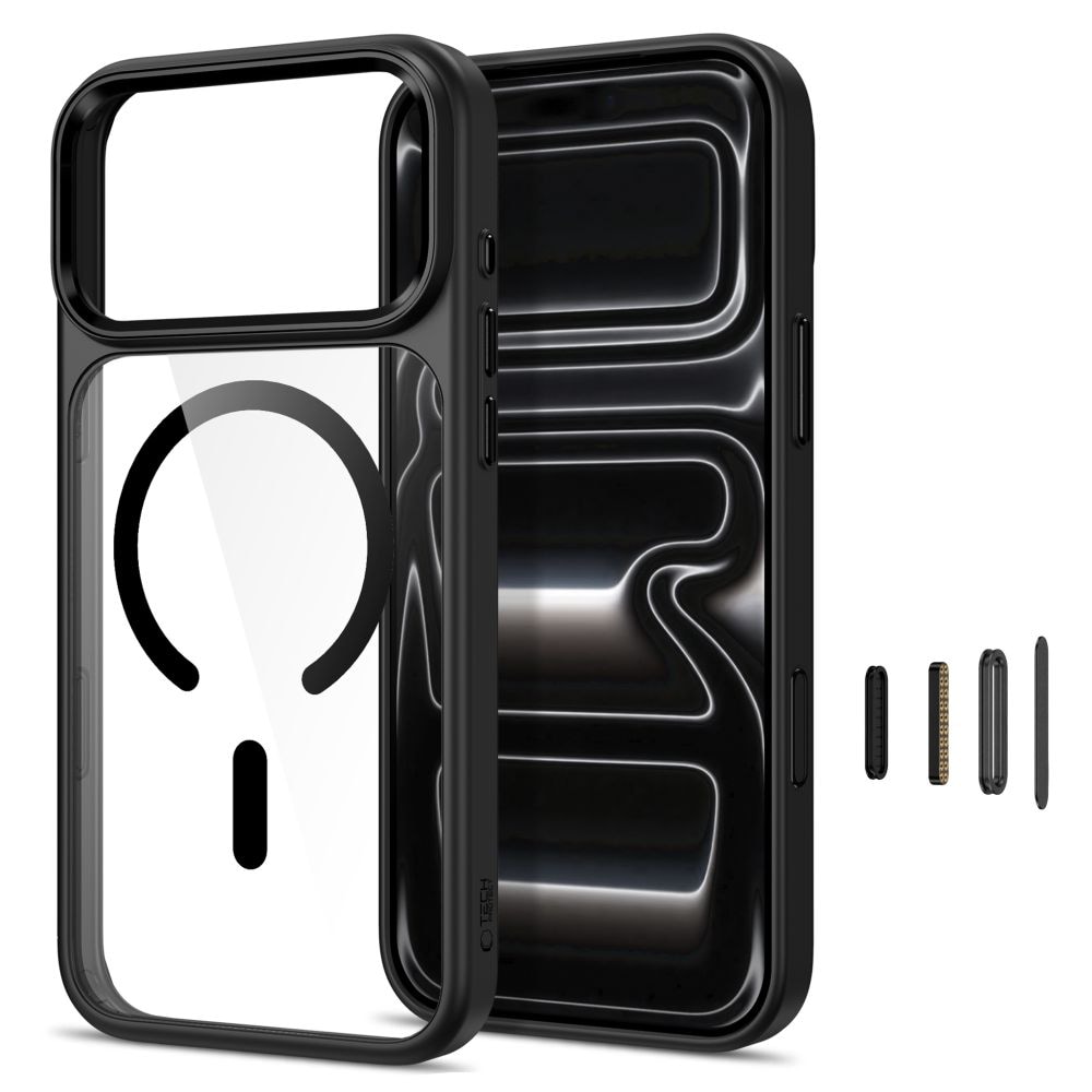 Tech-Protect Magmat Magsafe CC-etui til iPhone 17 Pro / 18 Pro – gjennomsiktig svart