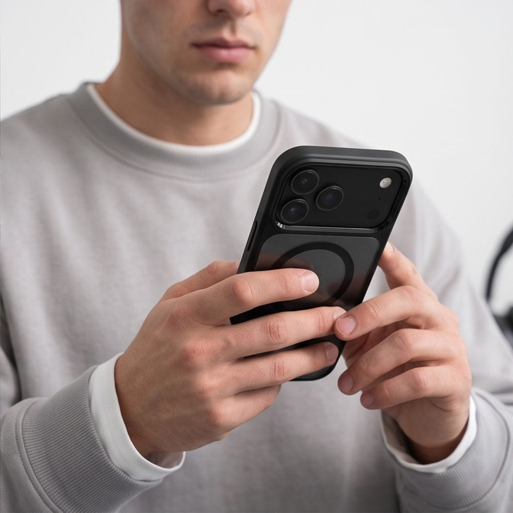 Tech-Protect Magmat Magsafe CC-etui til iPhone 17 Pro / 18 Pro – gjennomsiktig svart