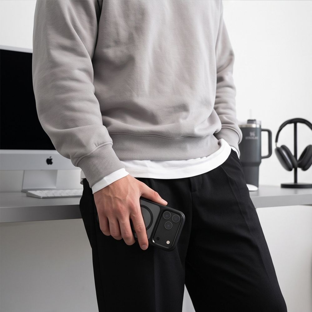 Tech-Protect Magmat Magsafe CC-etui til iPhone 17 Pro / 18 Pro – gjennomsiktig svart