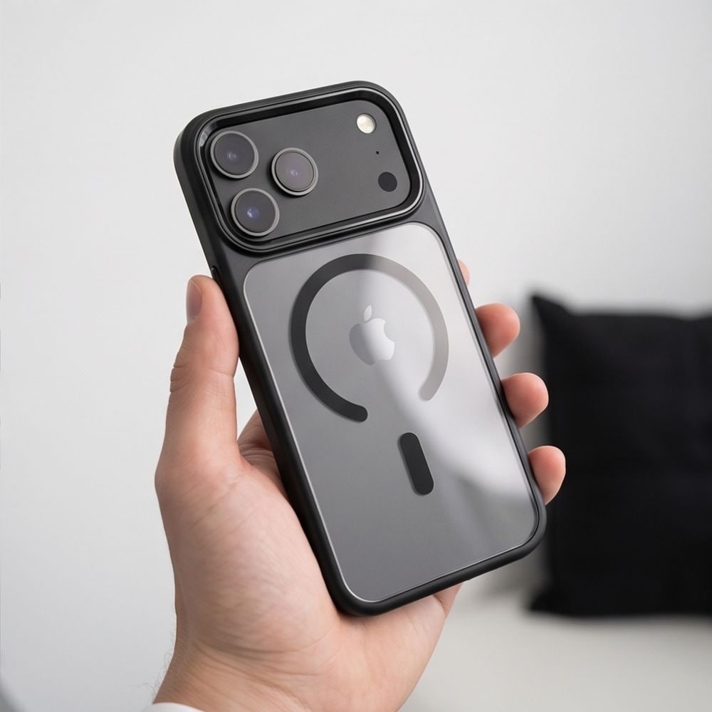 Tech-Protect Magmat Magsafe CC-etui til iPhone 17 Pro / 18 Pro – gjennomsiktig svart