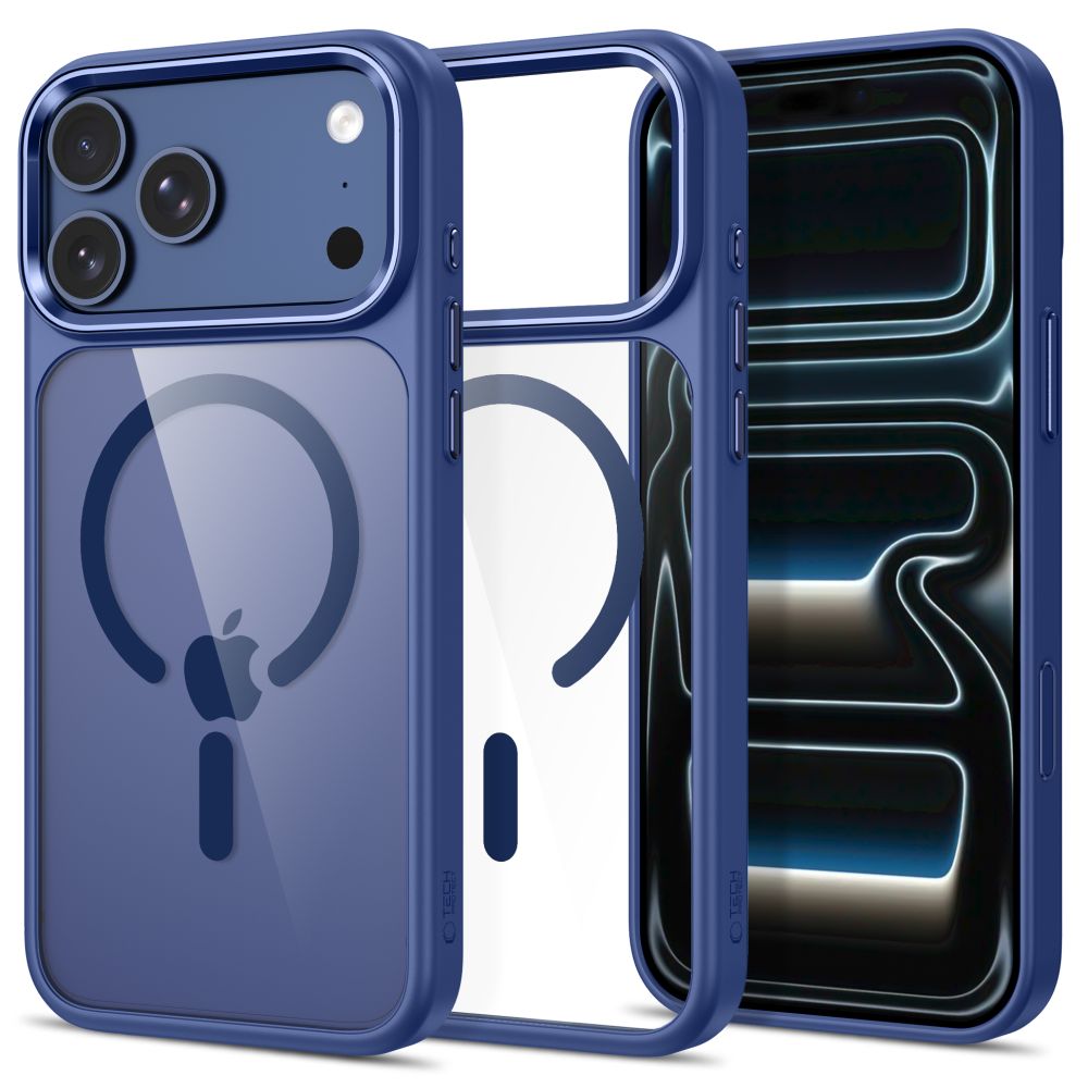 Tech-Protect Magmat Magsafe CC-etui til iPhone 17 Pro Max / 18 Pro Max – gjennomsiktig marineblå