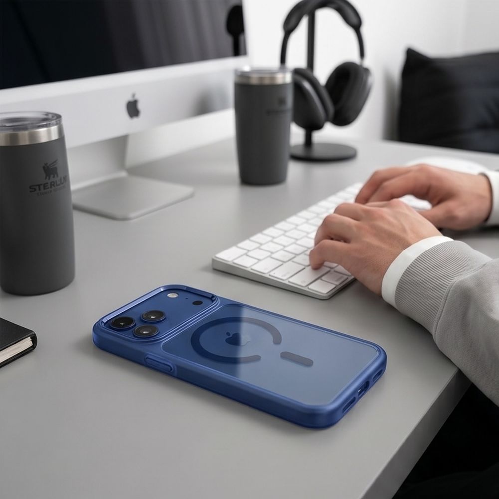 Tech-Protect Magmat Magsafe CC-etui til iPhone 17 Pro Max / 18 Pro Max – gjennomsiktig marineblå