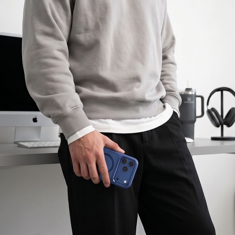 Tech-Protect Magmat Magsafe CC-etui til iPhone 17 Pro Max / 18 Pro Max – gjennomsiktig marineblå