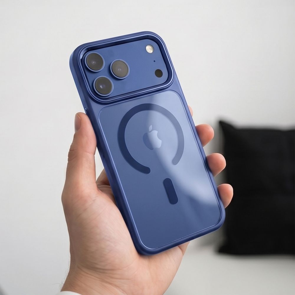 Tech-Protect Magmat Magsafe CC-etui til iPhone 17 Pro Max / 18 Pro Max – gjennomsiktig marineblå
