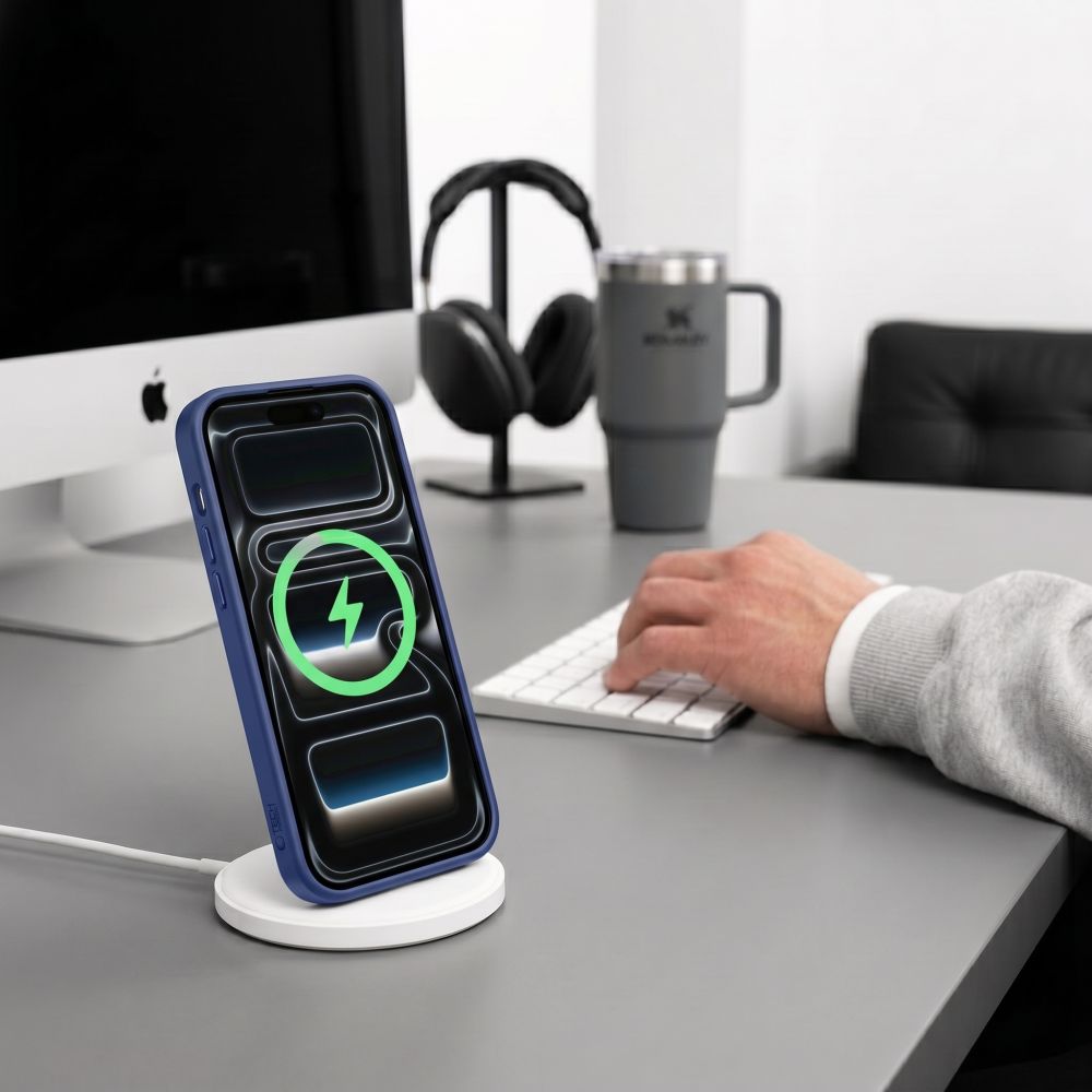 Tech-Protect Magmat Magsafe CC-etui til iPhone 17 Pro Max / 18 Pro Max – gjennomsiktig marineblå