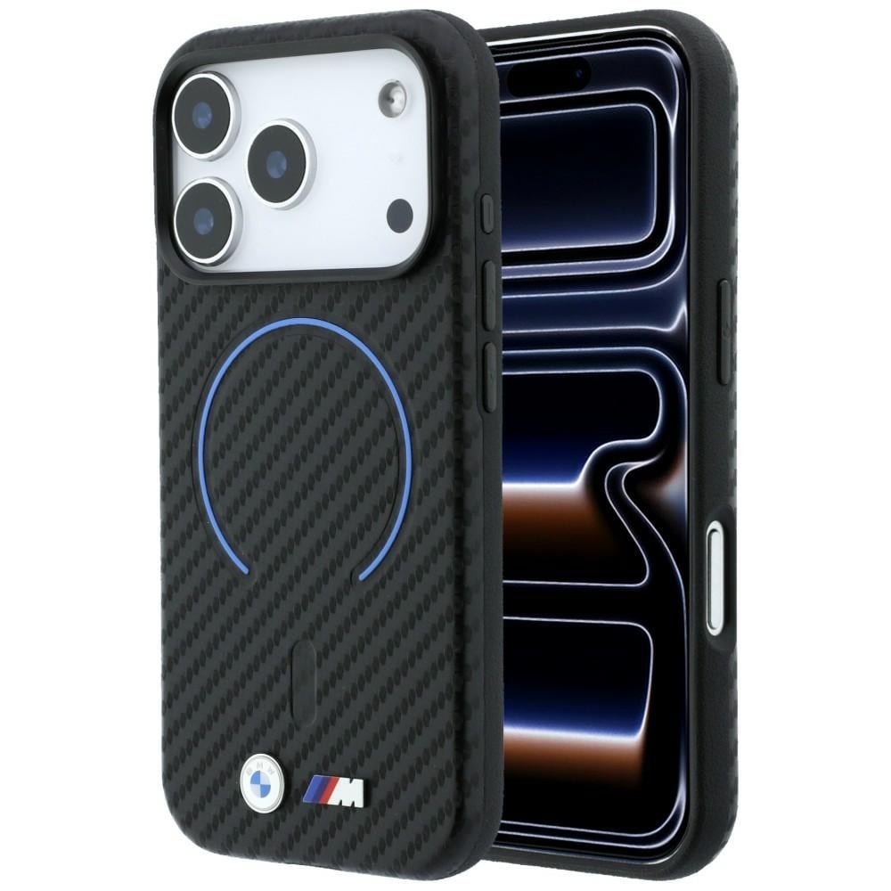 BMW M MagSafe-etui med karbonmønster for iPhone 17 Pro Max / 18 Pro Max – svart